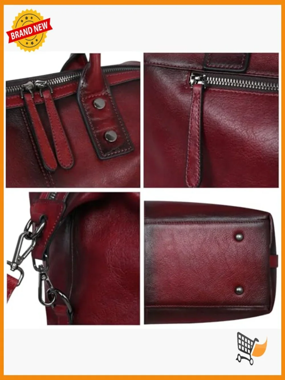 Genuine Leather Satchel Tote Bag Large Capacity Handbag Cross Body